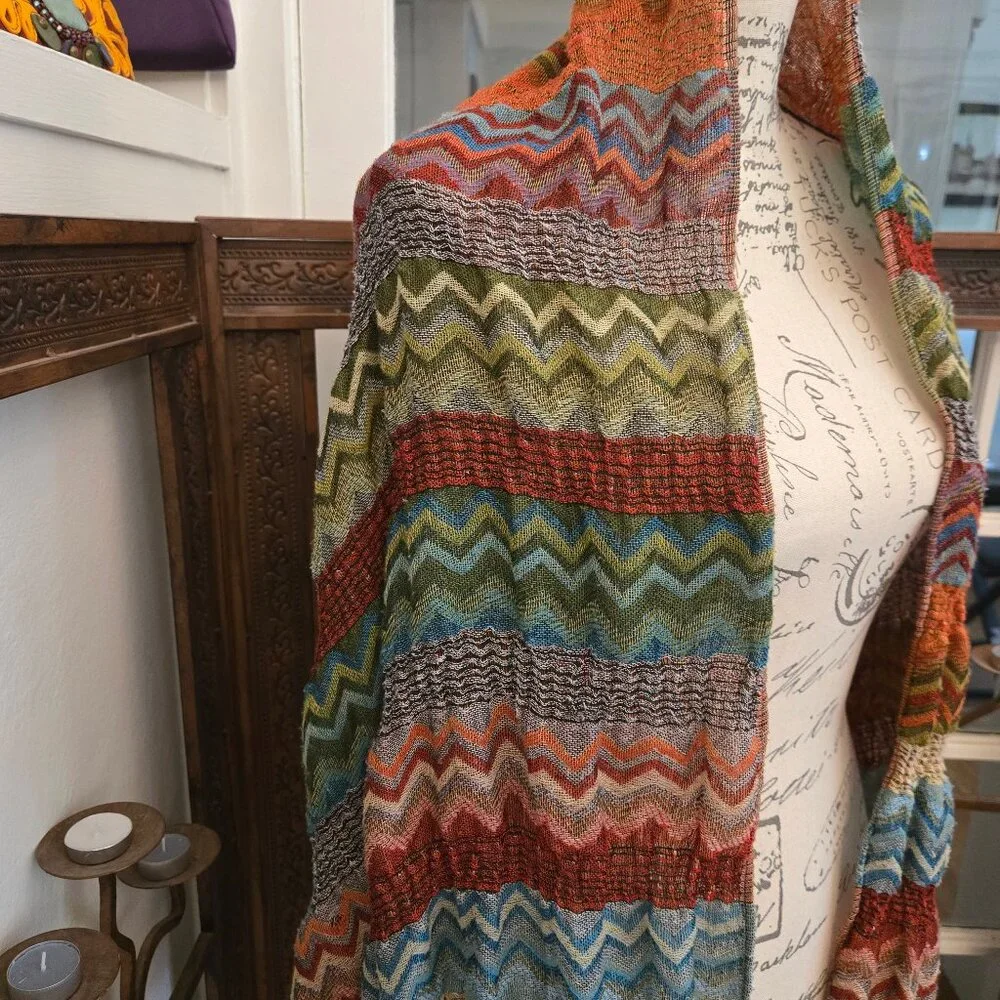 Chevron Scarf with Fringe - Picture 4 of 5